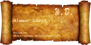 Wimmer Dávid névjegykártya